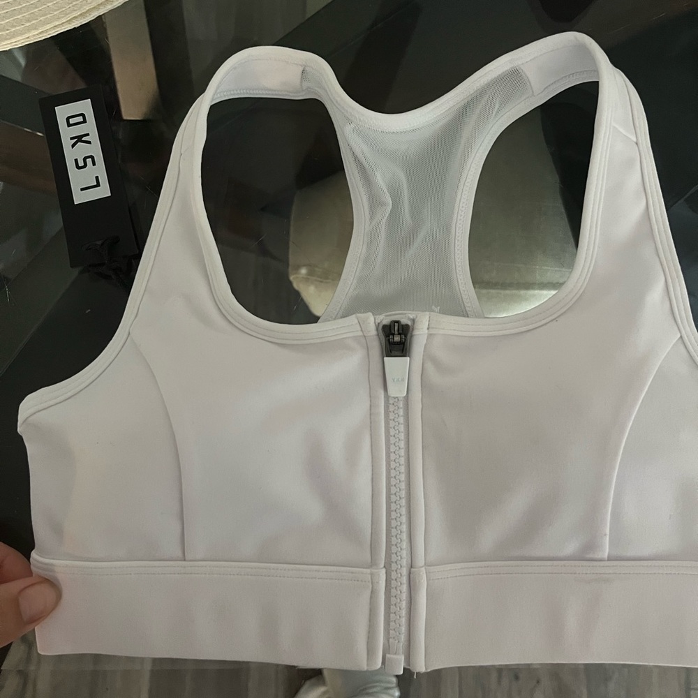 LSKD Zipper Front Sports Bra